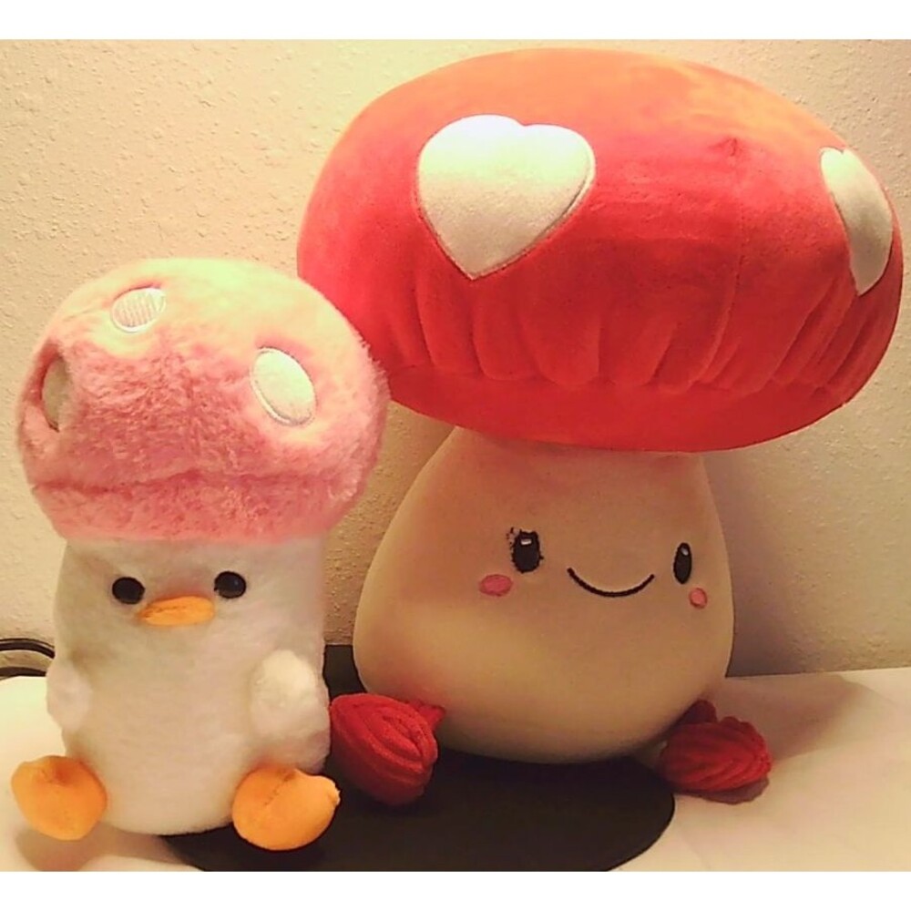 Pair of Mushroom Plush 8" and 12" tall